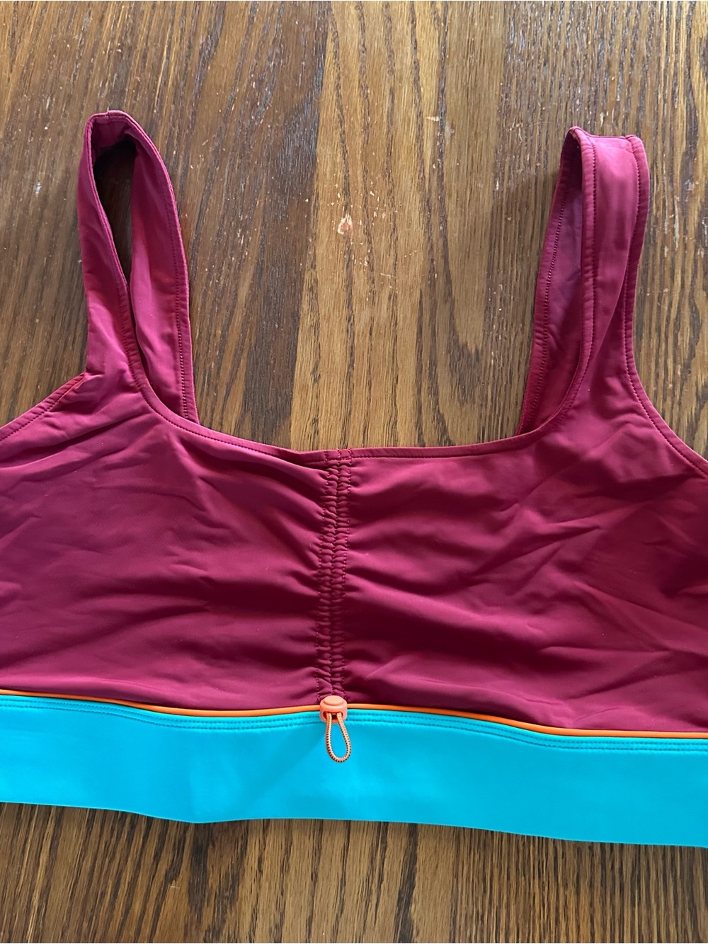 Fabletics Women's Sports Bra Two-Tone Burgundy and Teal